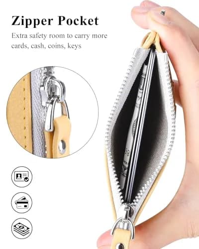 Teskyer Slim RFID Wallet for Women, Small Card Holder with Zip Pocket | Compact, RFID-Blocking, Faux Leather thumbnail 3