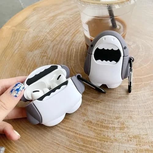 LiWerlly Cute Shark Case for Airpod Pro 2/1 Gen | Cartoon Silicone Cover, Soft & Durable, Compatible with Apple Airpods Pro 2022/2023 thumbnail 5