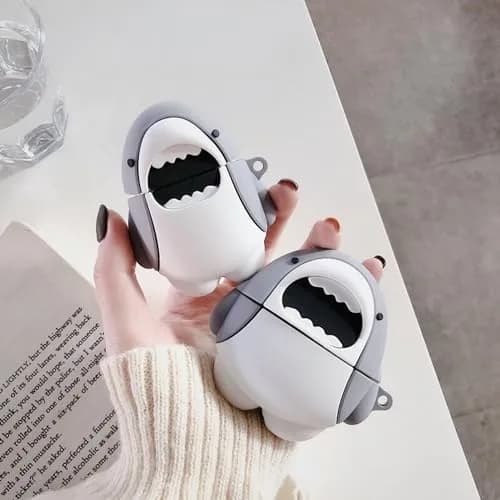 LiWerlly Cute Shark Case for Airpod Pro 2/1 Gen | Cartoon Silicone Cover, Soft & Durable, Compatible with Apple Airpods Pro 2022/2023 thumbnail 3