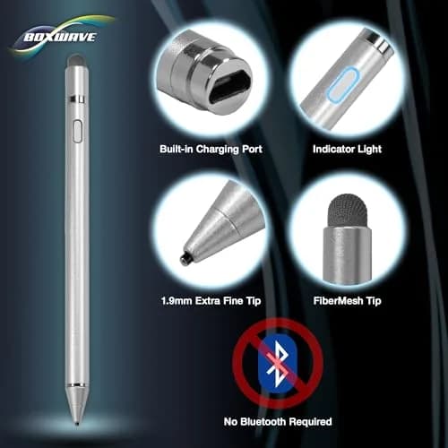 BoxWave Stylus Pen Compatible with Xiaomi Pad 6 | Ultra Fine Tip, Metallic Silver thumbnail 4