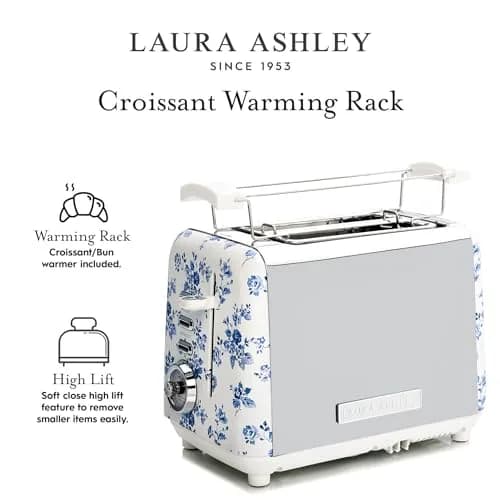 Laura Ashley China Rose 2 Slice Toaster | Wide Slot, Even Browning, 7 Levels, Compact Design thumbnail 6