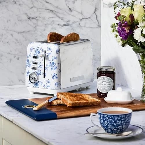 Laura Ashley China Rose 2 Slice Toaster | Wide Slot, Even Browning, 7 Levels, Compact Design thumbnail 2