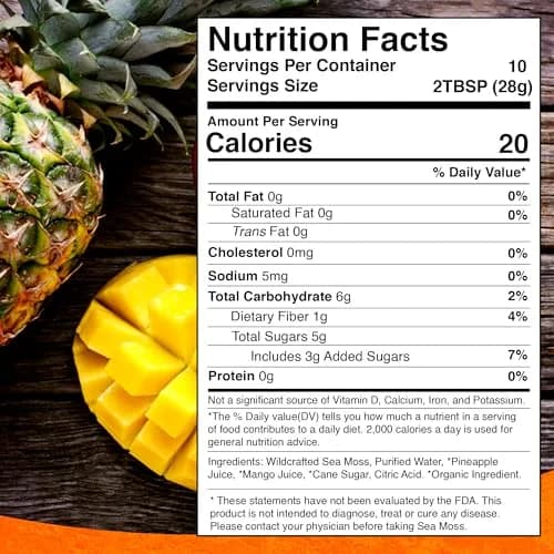 WELLNESS LABSRX Irish Sea Moss Gel Superfood Pineapple Mango 10 oz (296 ml) | Nutrient-Rich Superfood for Wellness thumbnail 4