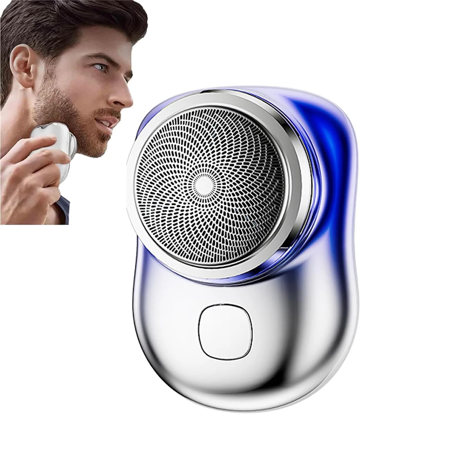 KRRHUEO Zao Mini Shaver for Men - Electric Razor, 7200rpm, 0.1mm Foil, Type-C Charging | Blue - main product image