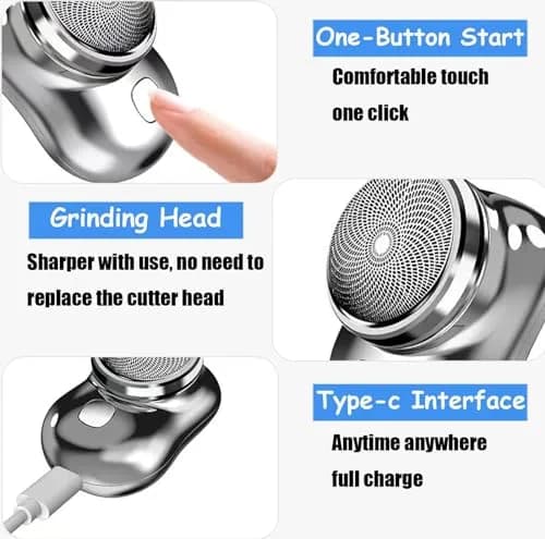 KRRHUEO Zao Mini Shaver Men 2023 | Stainless Steel Foil, Waterproof & Fast-Charge, Unisex Portable Razor (Silver) thumbnail 6