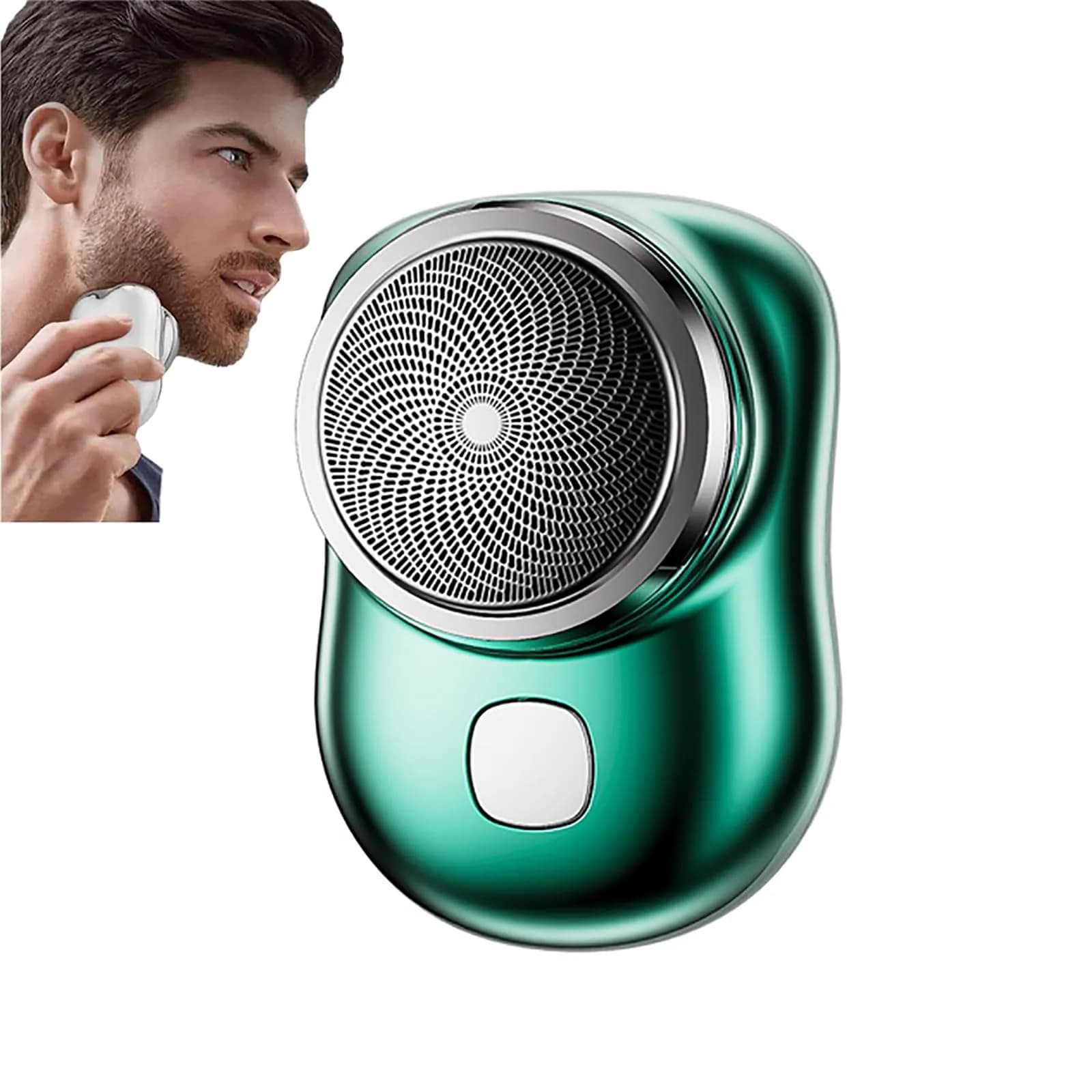 KRRHUEO Zao Mini Shaver for Men - Electric Razor, 7200rpm, 0.1mm Foil, Type-C Charging | Blue — Green