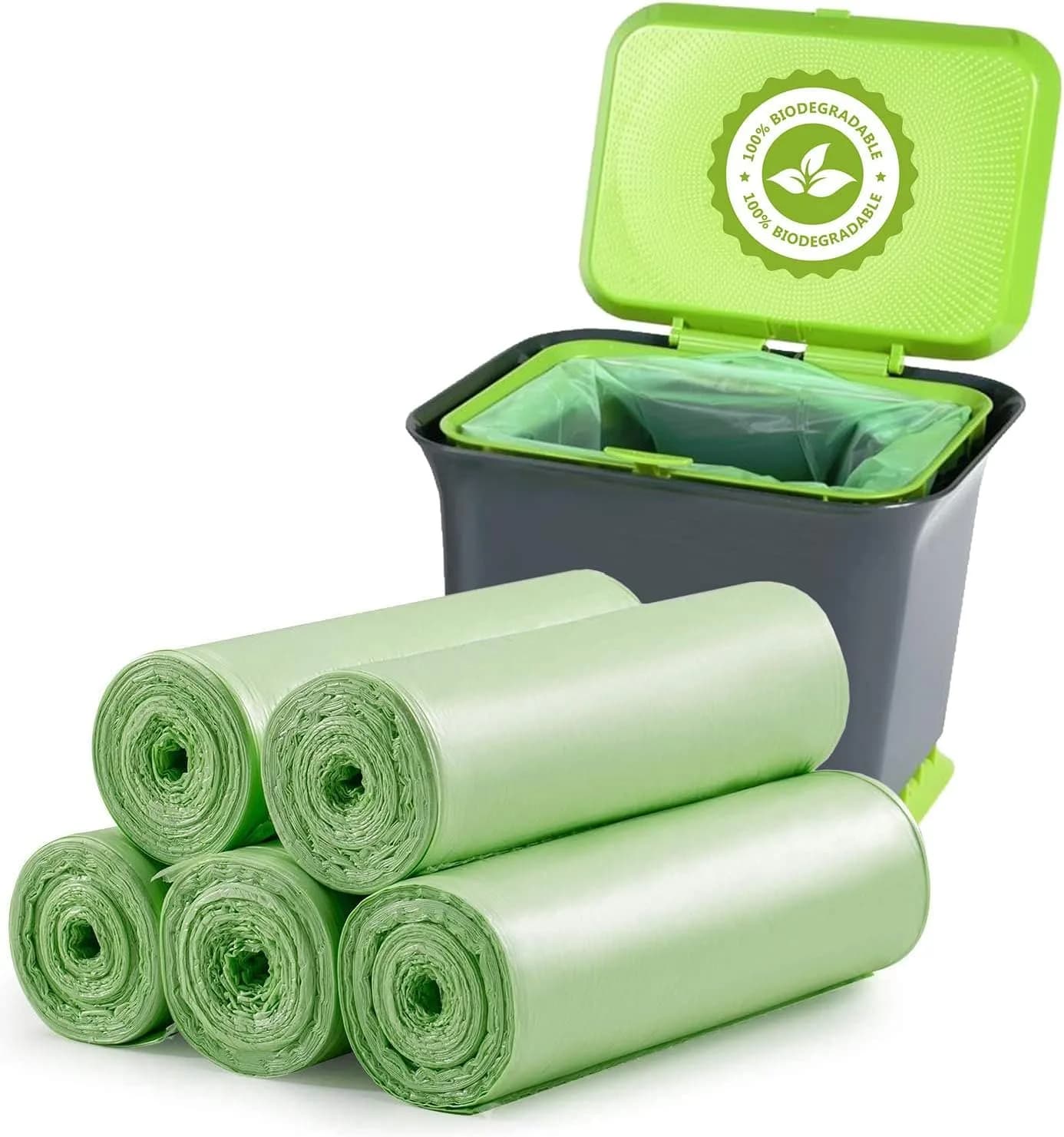 Aoriyar Compost Trash Bags 1.2 Gallon | Biodegradable & Leakproof 120 Count - main product image