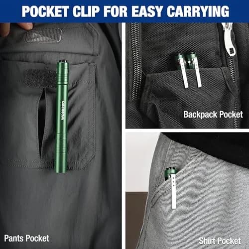 WORKPRO LED Pen Light 4-Pack Green | Pocket Flashlight with Clip & 2AAA Batteries Included thumbnail 5