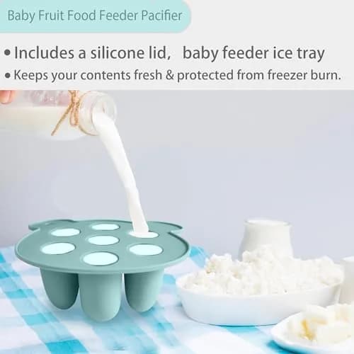 BIGSPINACH Silicone Baby Food Freezer Tray with Teething Popsicle Molds | Baby Fruit Feeder & Breastmilk Teether thumbnail 3