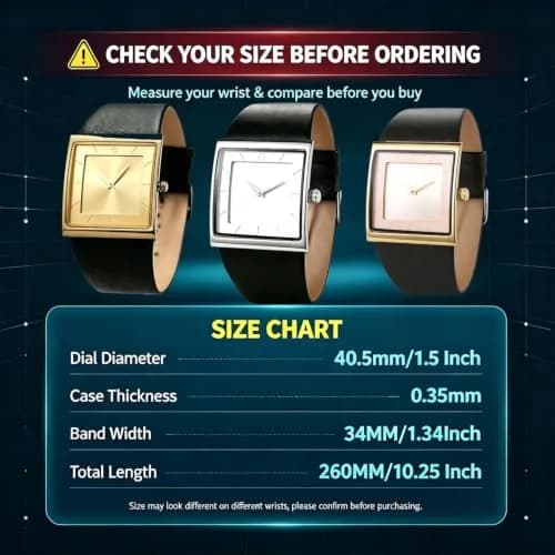 SIBOSUN Men's Square Watch Minimalist Quartz Analog Leather Strap Watch 40mm | Classic Silver Dial thumbnail 5