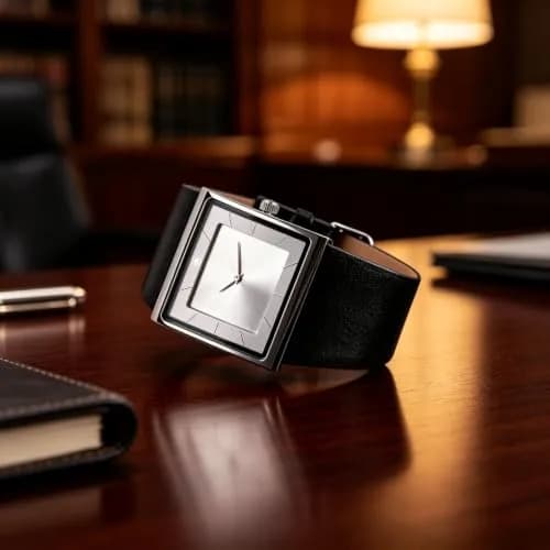 SIBOSUN Men's Square Watch Minimalist Quartz Analog Leather Strap Watch 40mm | Classic Silver Dial thumbnail 7