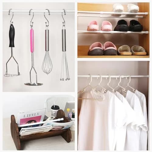 Goowin White Tension Rod 16-28 Inch | No Drilling Expandable Spring Tension Rods for Closet & Curtain thumbnail 6