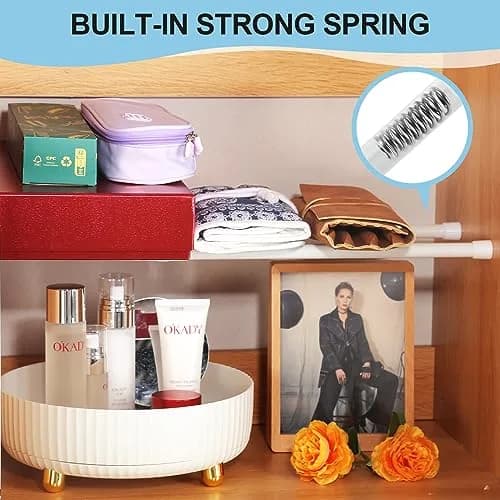 Goowin White Tension Rod 16-28 Inch | No Drilling Expandable Spring Tension Rods for Closet & Curtain thumbnail 4