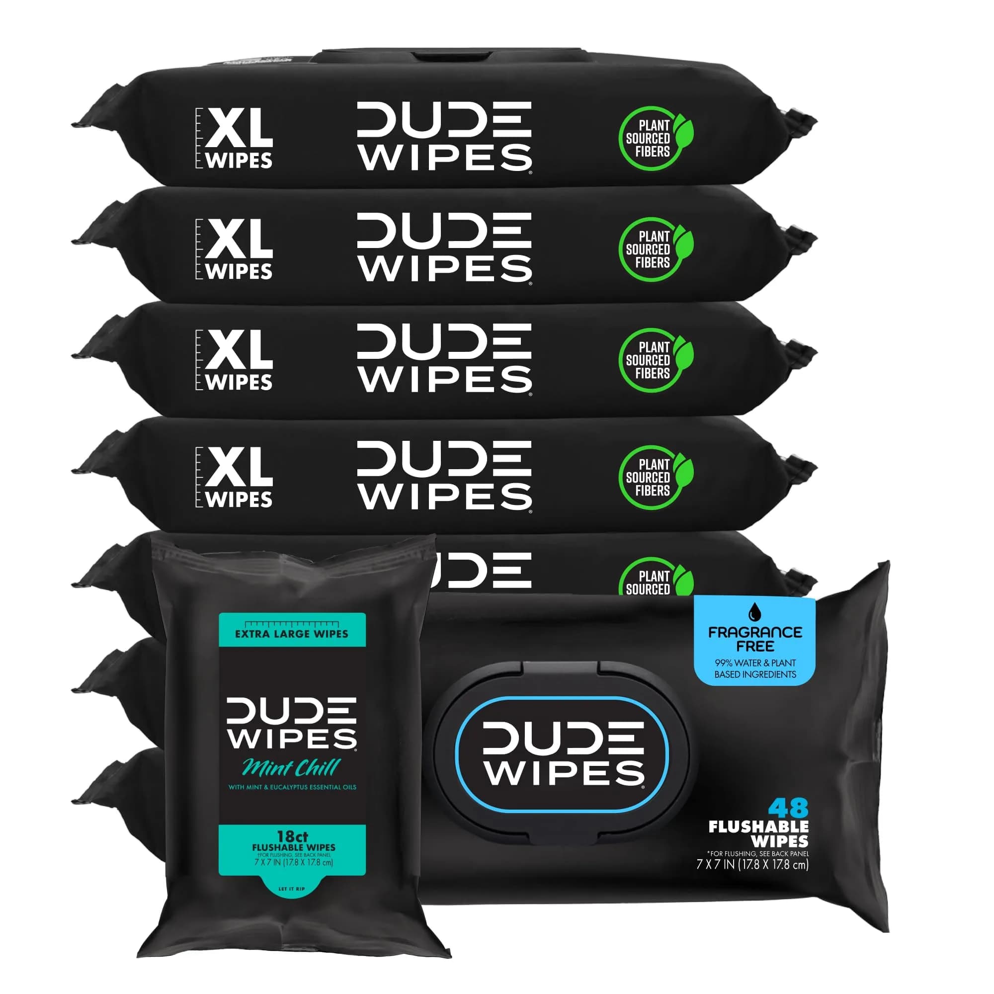 DUDE Wipes Mint Chill Adult Flushable Wet Wipes 48 Count | Refreshing, Hypoallergenic & Sewer Safe — Fragrance Free
