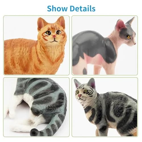 EYSCOTA 12PCS Cat Figurines | Realistic Kitten Toys & Cake Toppers for Kids & Children thumbnail 3