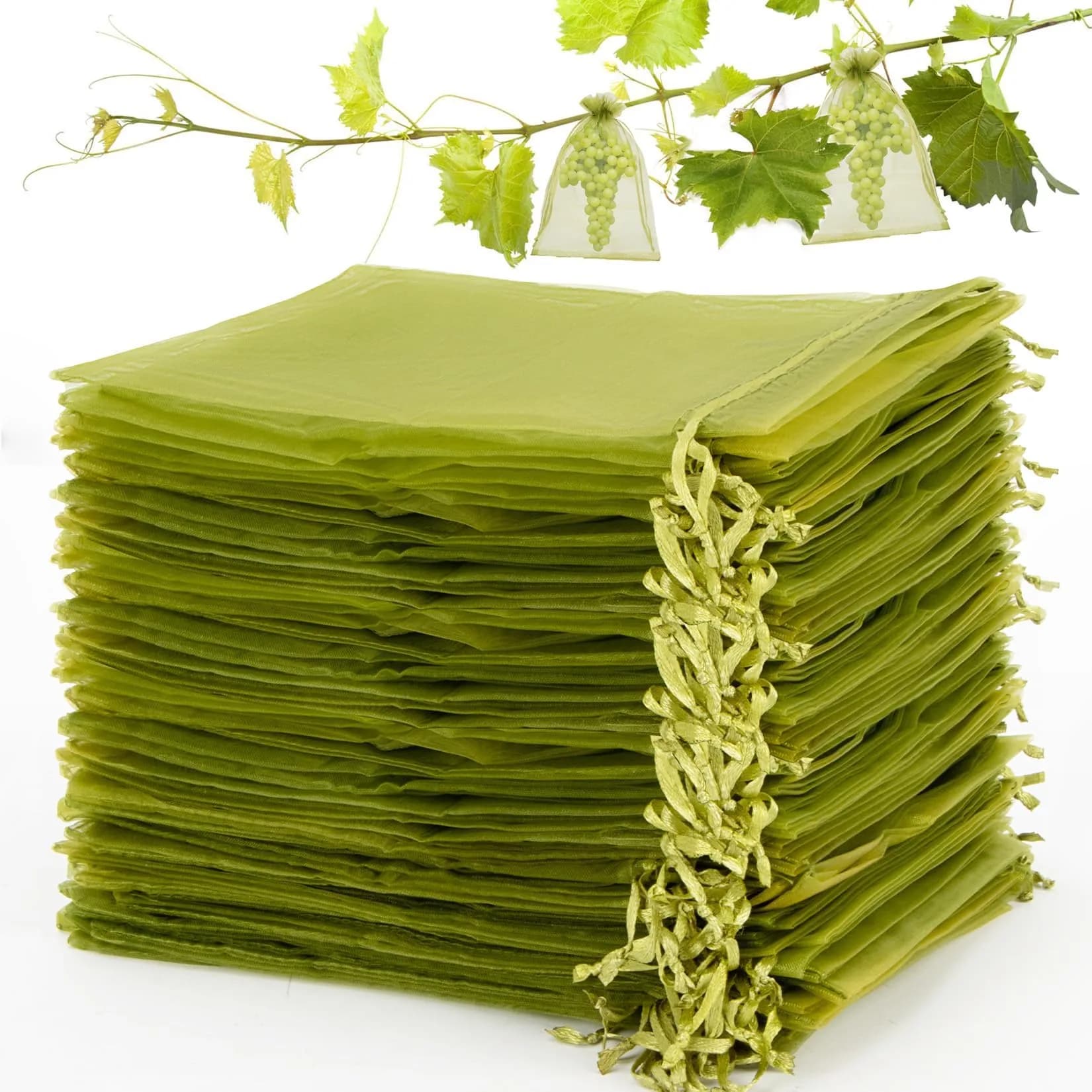 Sukh Fruit Protection Bags 6"x8" | Mesh Bags for Tree Fruits & Vegetables, Reusable, Green Nylon - main product image