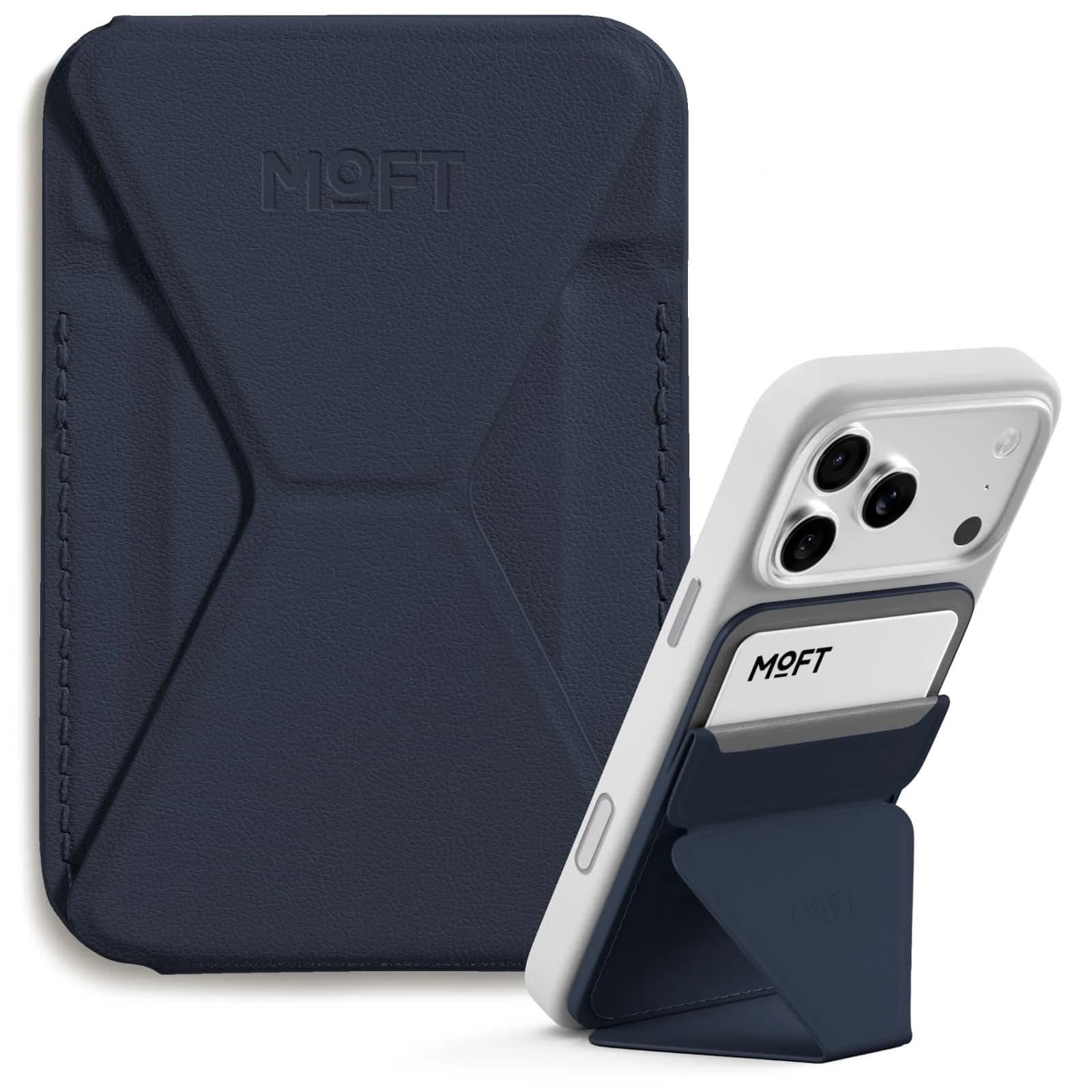 MOFT Magnetic Wallet Stand for iPhone 12-17 Series | Sapphire | 6.6cm (2.6in) x 9.7cm (3.8in) x 0.55cm (0.2in) — Navy Blue