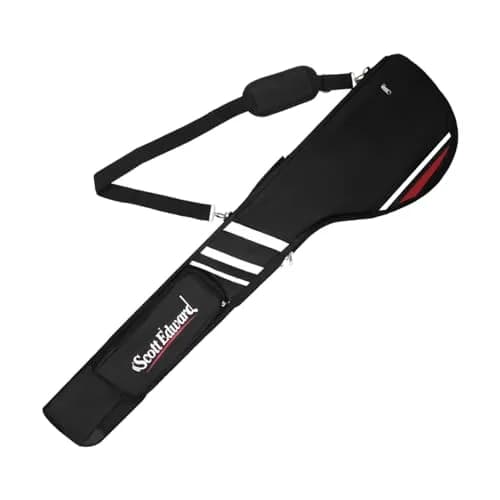 Scott Edward Foldable Golf Club Carry Bag, Portable Sunday Pencil Bag, Lightweight Waterproof Training Case, Holds 7-12 Clubs (Black White Red, 122cm/48in) thumbnail 1