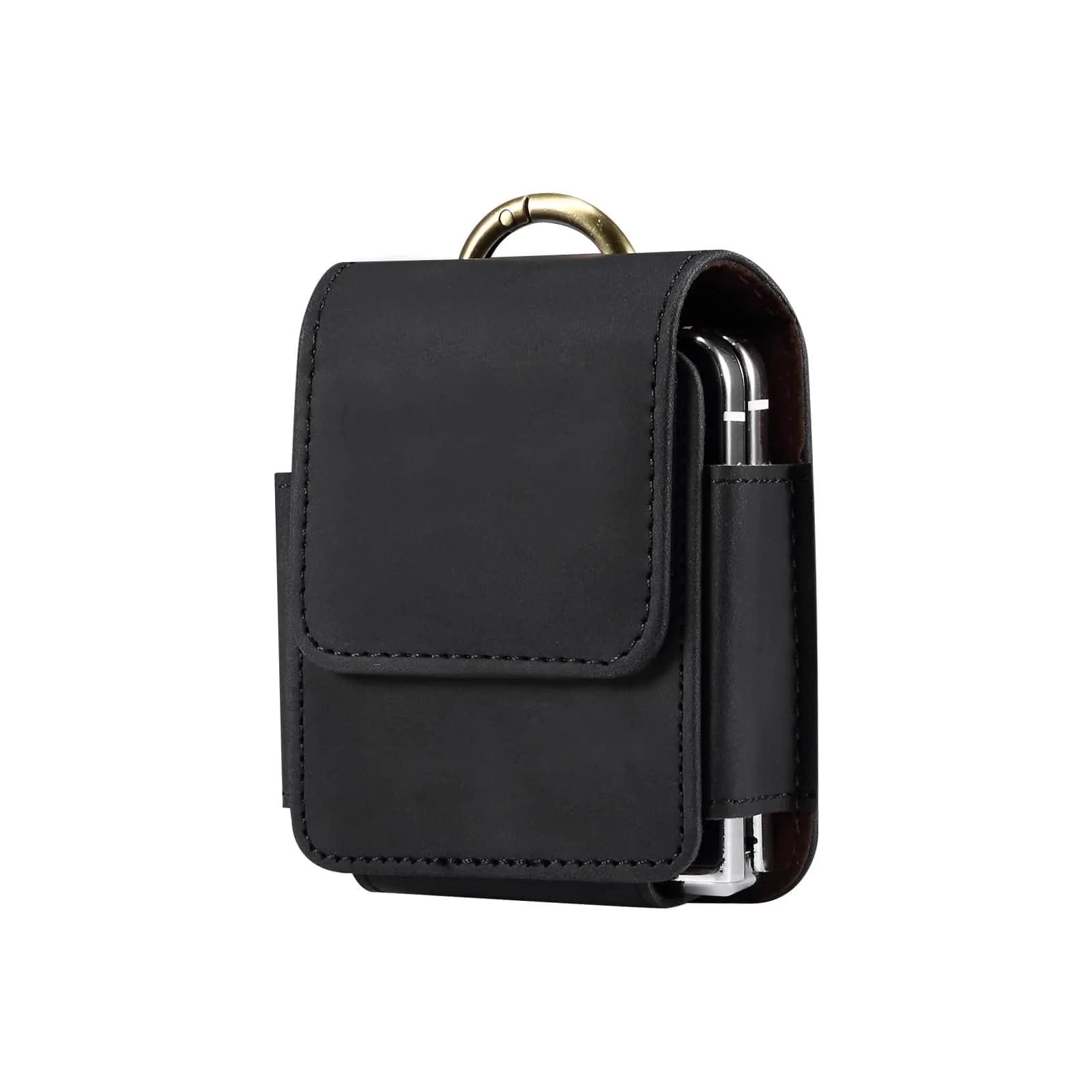 ZZ HZYISIDA Black Cell Phone Holster Pouch with Belt Clip for Motorola Razr+ 2025 & Samsung Galaxy Z Flip 7 (Nylon) - main product image
