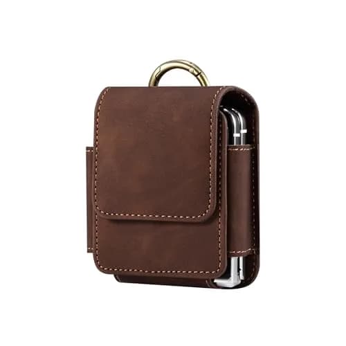 ZZ HZYISIDA Faux Leather Phone Holster Pouch Belt Loop Clip Case for Motorola Razr+ 2025, Galaxy Z Flip 7 (Coffee) | Fits Multiple Foldable Phones thumbnail 1