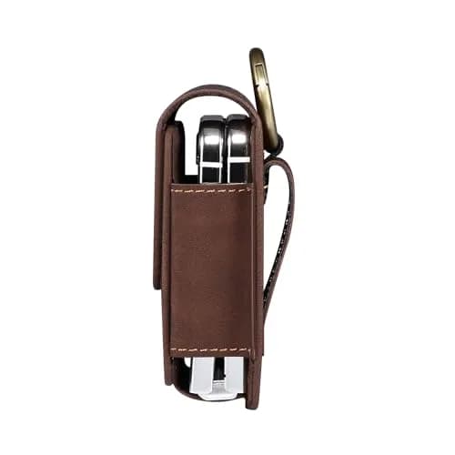 ZZ HZYISIDA Faux Leather Phone Holster Pouch Belt Loop Clip Case for Motorola Razr+ 2025, Galaxy Z Flip 7 (Coffee) | Fits Multiple Foldable Phones thumbnail 4