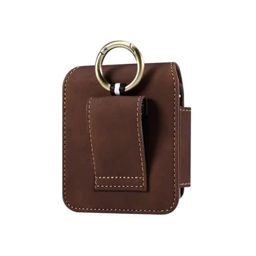 ZZ HZYISIDA Faux Leather Phone Holster Pouch Belt Loop Clip Case for Motorola Razr+ 2025, Galaxy Z Flip 7 (Coffee) | Fits Multiple Foldable Phones thumbnail 2