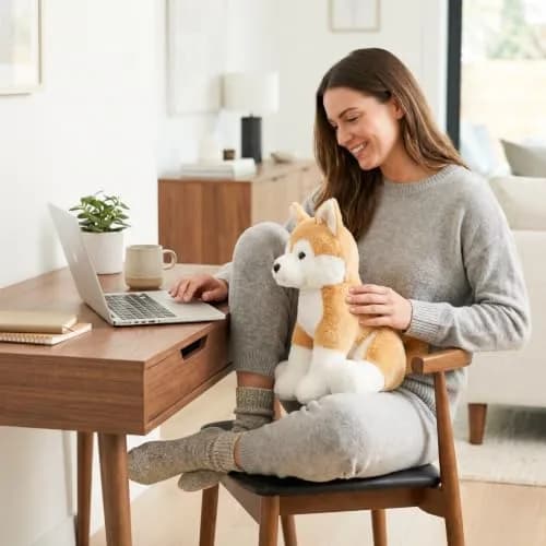 WEIGEDU Japanese Akita Shiba Stuffed Animal Plush Toy 33cm (13 inches) | ASTM-Tested Non-Toxic Toy thumbnail 4