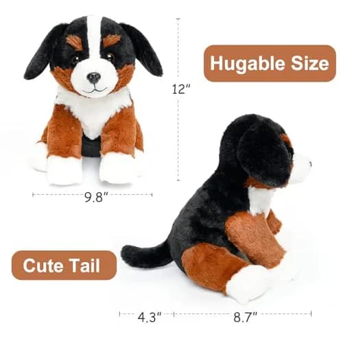 WEIGEDU Bernese Mountain Dog Stuffed Animal Puppy Plush Toy 30cm (12 Inches) | Realistic Tricolor Fur, Soft Polyester thumbnail 4