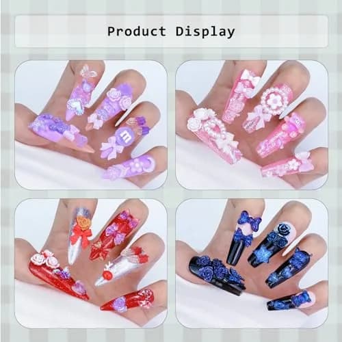 Briskbloom 320PCS Green Assorted 3D Nail Charms | Spring Flower Bow & Heart Star for Nail DIY Crafts thumbnail 5