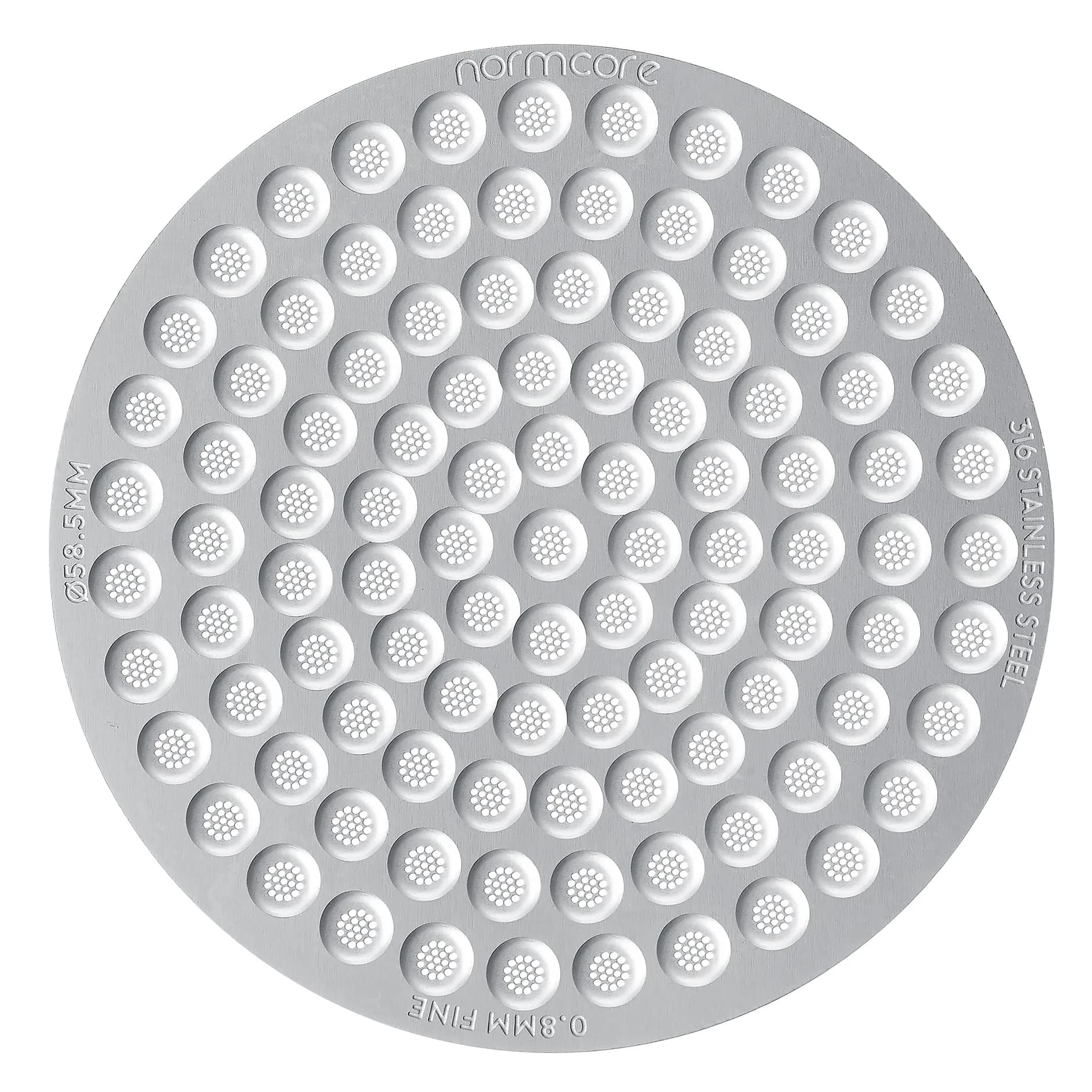 Normcore 58.5mm Puck Screen 0.8mm Stainless Steel for Espresso | Even Water Distribution