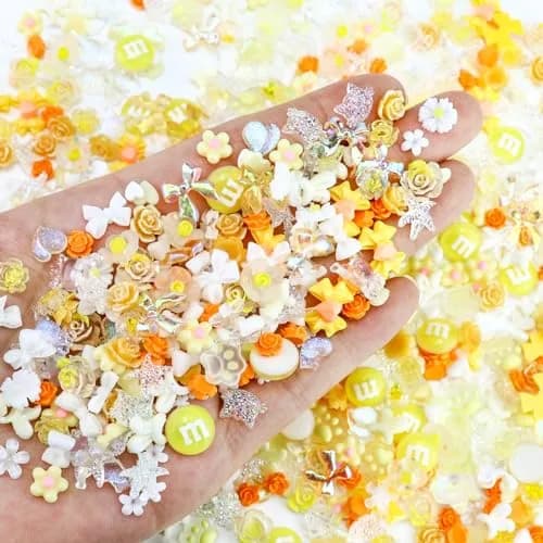 Briskbloom 320PCS Yellow Assorted 3D Nail Charms | Cute Flower Bow & Heart Shapes for Nail Art & DIY Crafts thumbnail 2