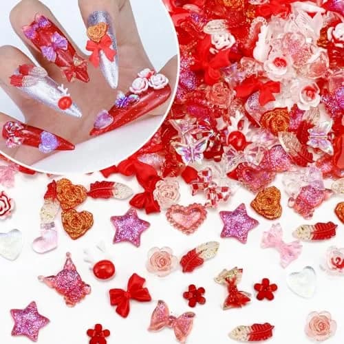 Briskbloom 320PCS Red Assorted Nail Charms | 3D Nail Art & DIY Accessories thumbnail 1