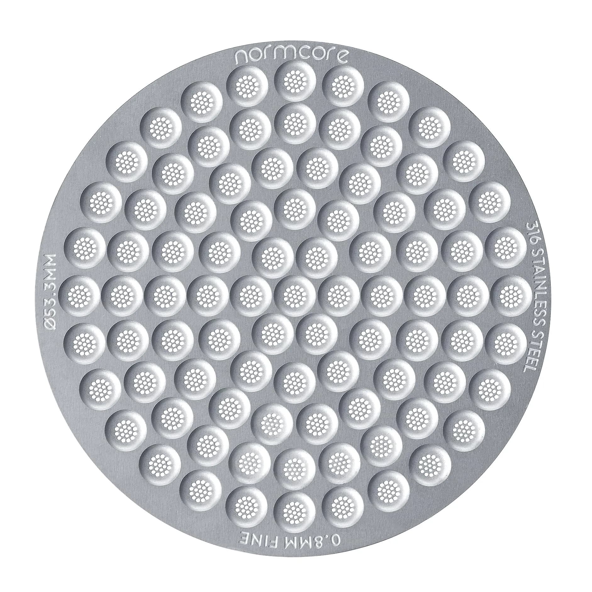 Normcore 53.3mm Puck Screen 0.8mm Stainless Steel | Even Extraction for Espresso (70-120 chars)