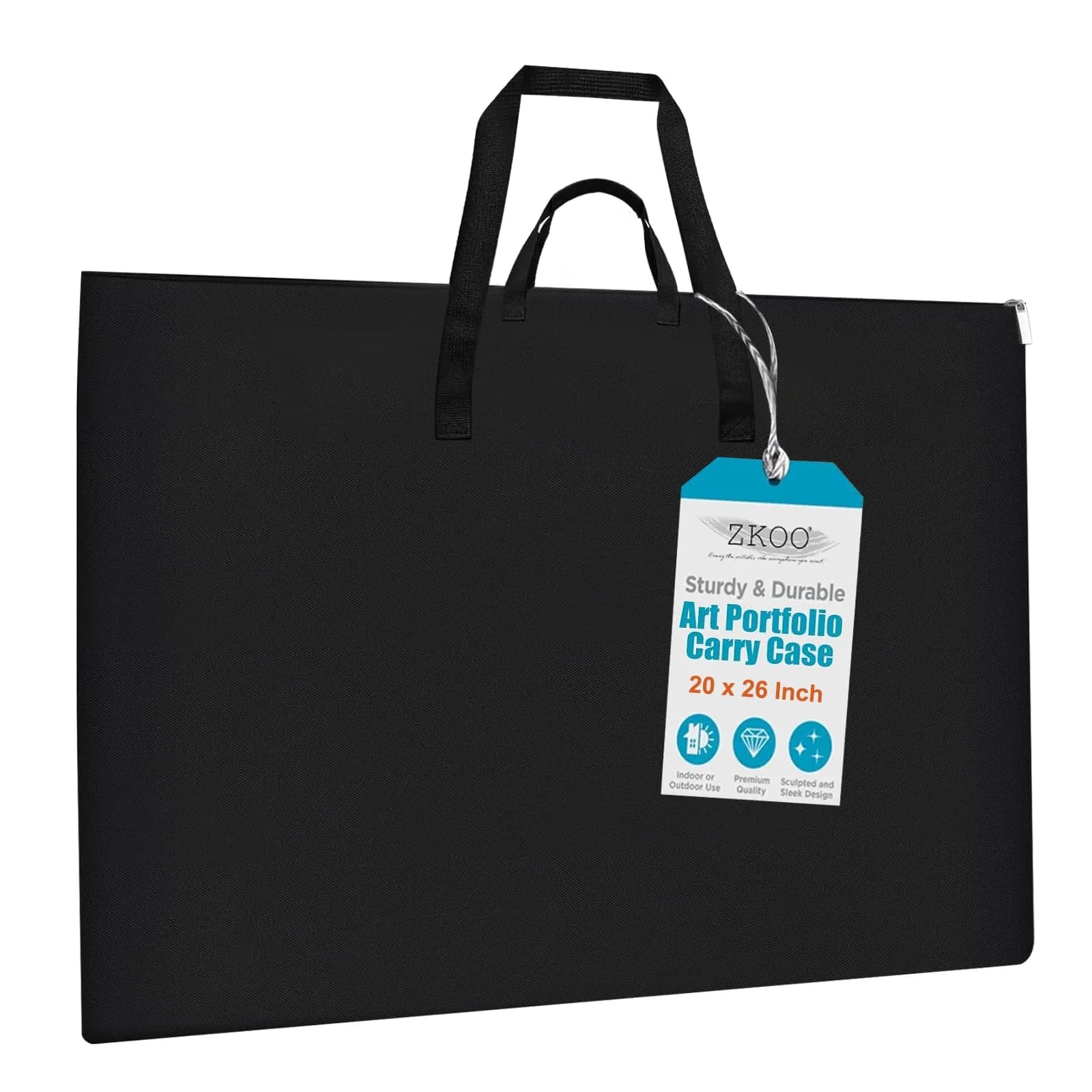ZKOO 20 x 26 Inch Art Portfolio Bag, Black | Waterproof Nylon Artist Tote with Shoulder Strap