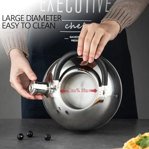 MAXCOOK 304 Stainless Steel Whistling Tea Kettle 3.17 Quart (3L) | Heats Water Fast on All Stovetops thumbnail 7