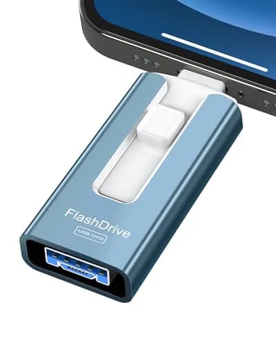 GNASEET 256GB USB Flash Drive for Phone and Pad | High-Speed External Memory Stick (Blue, 256GB) thumbnail 1