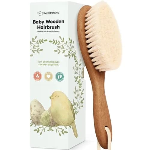 KeaBabies Wooden Baby Hair Brush for Toddler Infant Cradle Cap | Gentle Goat Hair thumbnail 1