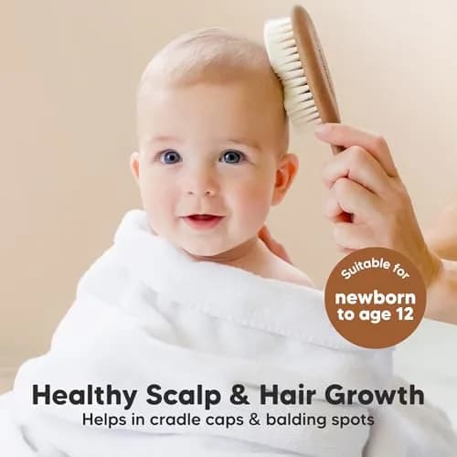 KeaBabies Wooden Baby Hair Brush for Toddler Infant Cradle Cap | Gentle Goat Hair thumbnail 3