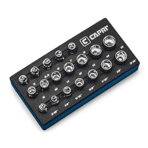 Capri Tools 1/4 in. Drive Master Universal Socket Set, 5-15mm (0.2-0.6 in) & 3/16-9/16 in. (0.19-0.56 in), 19-Piece thumbnail 1