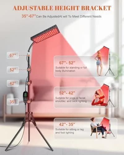 Astarexin Red Light Therapy Panel with Stand 75 LEDs 660nm Red & 850nm NIR | Pain Relief & Skin Care thumbnail 7