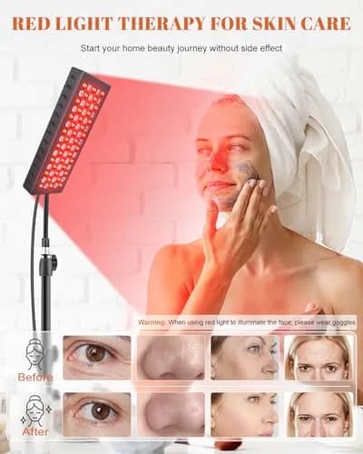 Astarexin Red Light Therapy Panel with Stand 75 LEDs 660nm Red & 850nm NIR | Pain Relief & Skin Care thumbnail 2