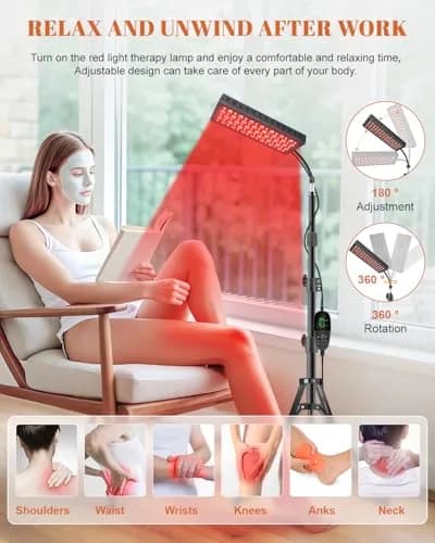 Astarexin Red Light Therapy Panel with Stand 75 LEDs 660nm Red & 850nm NIR | Pain Relief & Skin Care thumbnail 3