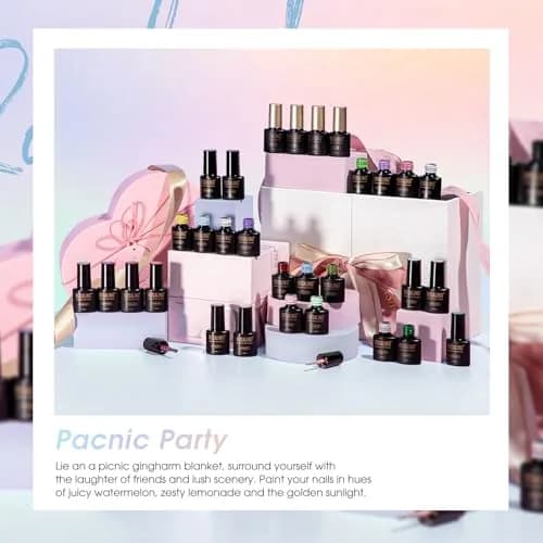 ROSALIND 30PCS Pastel Gel Nail Polish Set, 5ml (0.17 Fl Oz) Each | 26 Bright Neon Colors with Base & Glitter Top Coats thumbnail 6