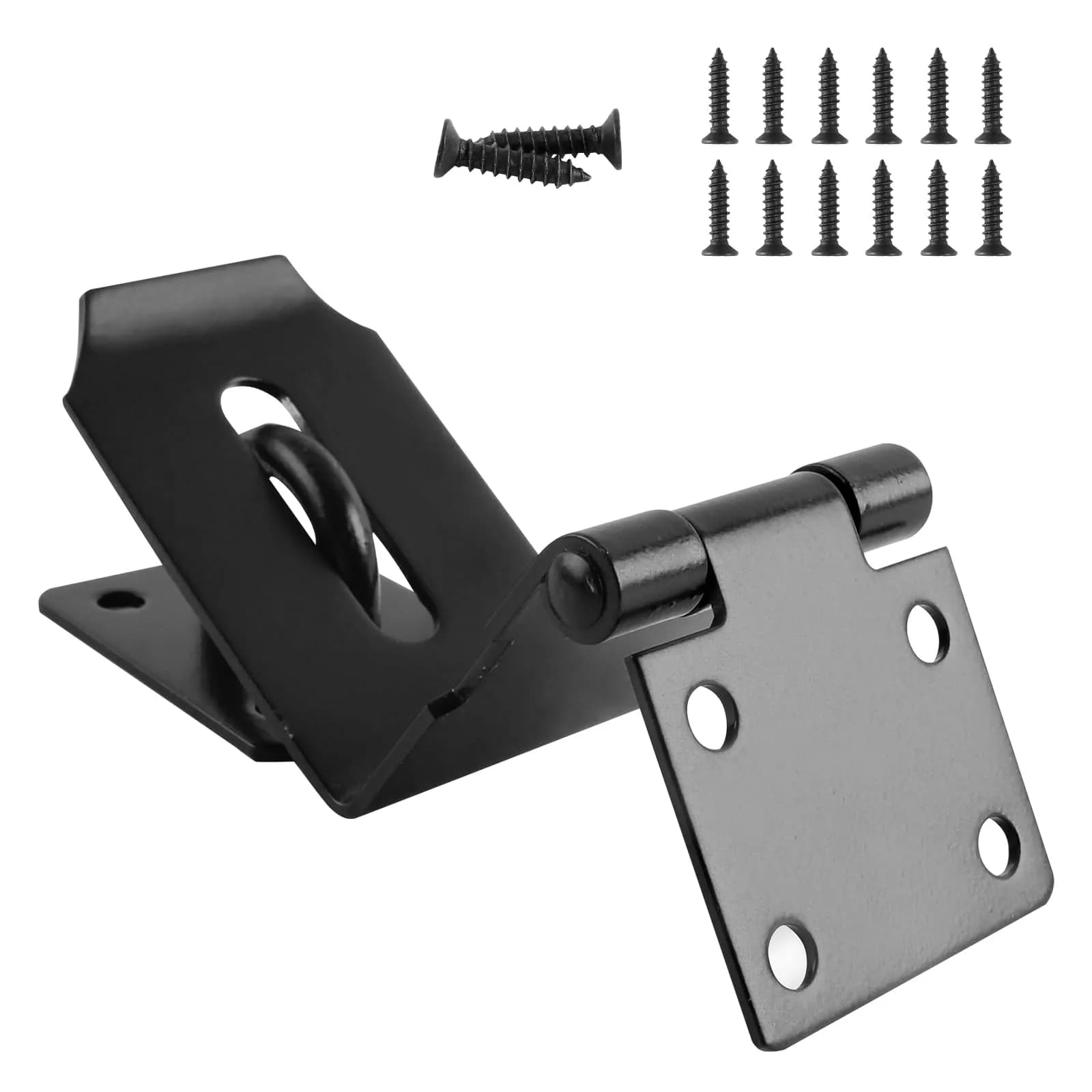 HOWDIA 90 Degree Hasp Latch 6.3cm (2.48 Inch) | Stainless Steel Black Safety Lock for Doors