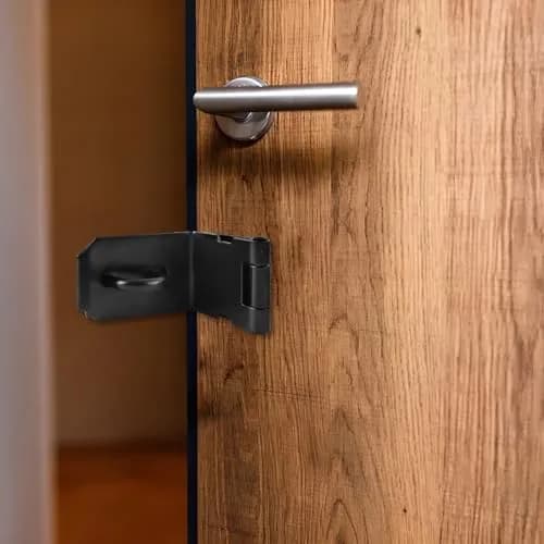 HOWDIA 90 Degree Hasp Latch 6.3cm (2.48 Inch) | Stainless Steel Black Safety Lock for Doors thumbnail 4