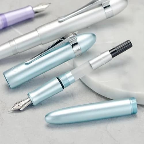HONG DIAN M1 Fountain Pen Fine Nib, Ice Blue & Submarine Shape Aluminium Short Mini Pocket Travel Pen (105mm / 4.13 inches, 21g) thumbnail 6