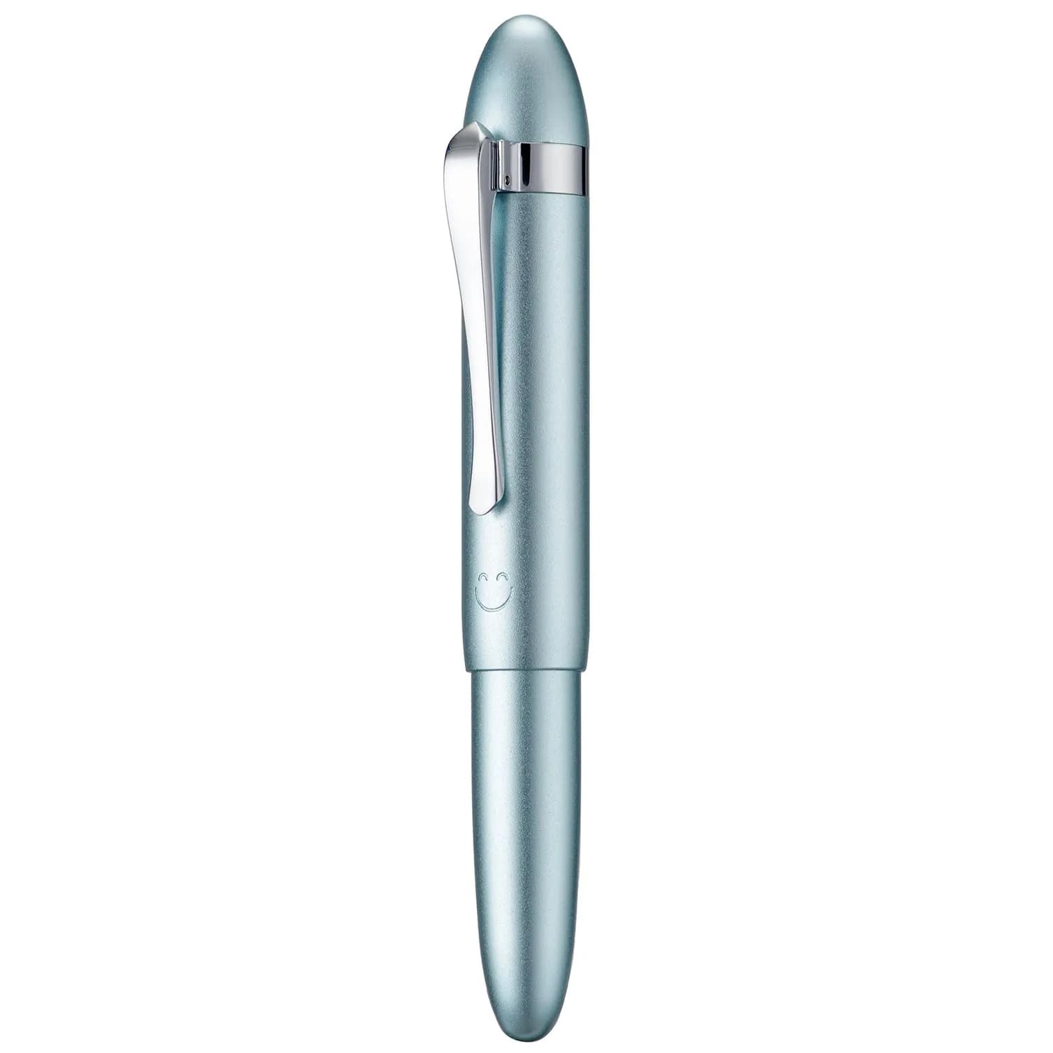 HONG DIAN M1 Fountain Pen Fine Nib, Ice Blue & Submarine Shape Aluminium Short Mini Pocket Travel Pen (105mm / 4.13 inches, 21g)