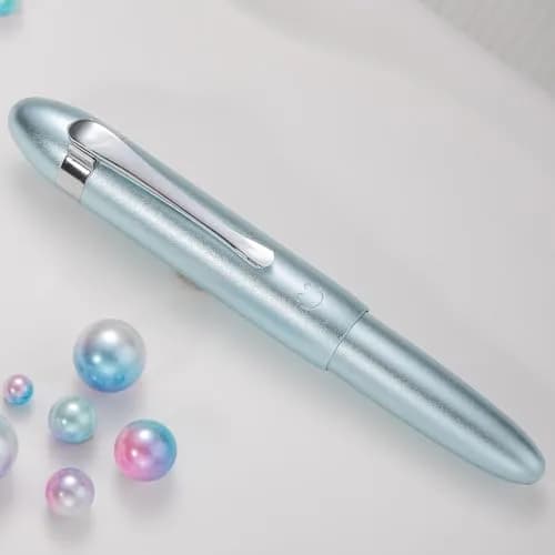 HONG DIAN M1 Fountain Pen Fine Nib, Ice Blue & Submarine Shape Aluminium Short Mini Pocket Travel Pen (105mm / 4.13 inches, 21g) thumbnail 8