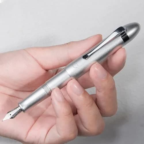 HONG DIAN M1 Fountain Pen Extra Fine Nib, Silver Submarine Shape Aluminium Pocket Travel Pen | Smooth Ink Flow Writing Instrument thumbnail 9