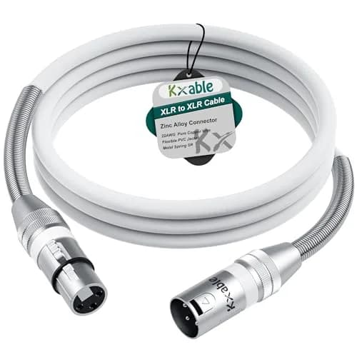 Kxable Premium XLR Cable 3 FT | Heavy-Duty 22AWG Copper, Male to Female, White thumbnail 1